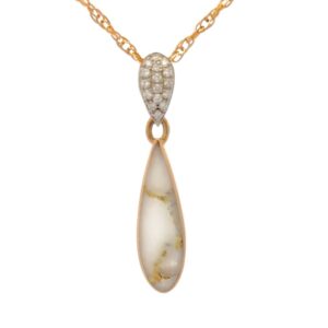 Gold Quartz & Diamond Bail Pendant 422G2/425W-2/3