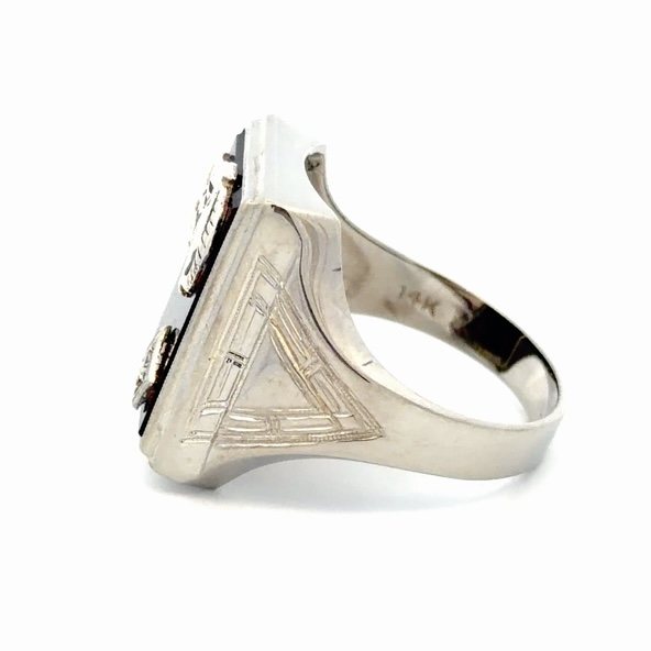 US Navy Black Onyx & Diamond Men's Estate Ring 078399 - Image 2