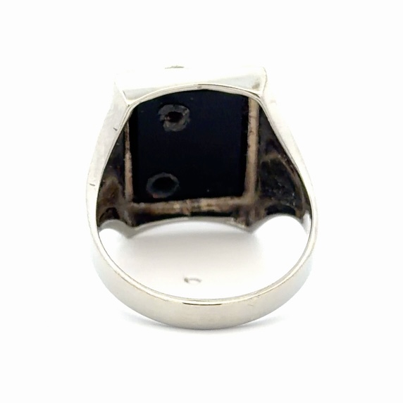 US Navy Black Onyx & Diamond Men's Estate Ring 078399 - Image 3