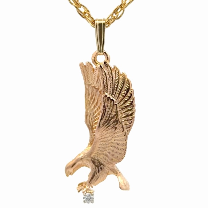10K Eagle Holding Diamond Estate Pendant 078415