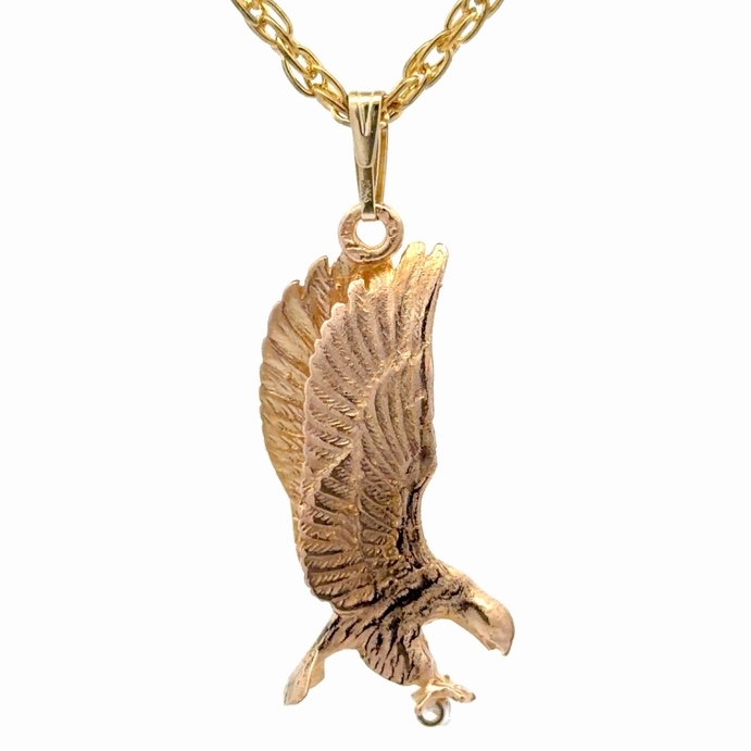 10K Eagle Holding Diamond Estate Pendant 078415 - Image 3