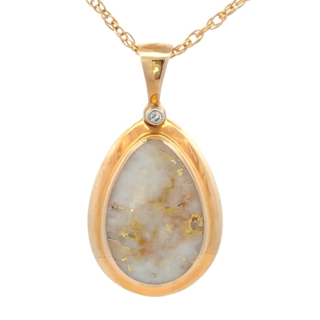 Teardrop Gold Quartz Pendant FF224G2R
