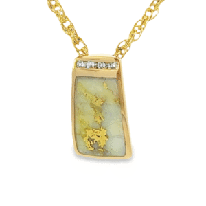 Gold quartz & diamond pendant, Alaska Mint