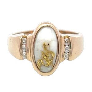 Ladies Gold Quartz & Diamond Ring, Alaska Mint