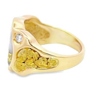 Men's Gold Nugget, Quartz & Diamond Ring, Alaska Mint