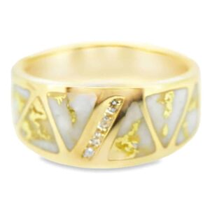 Men's Gold Quartz & Diamond Ring, Alaska Mint