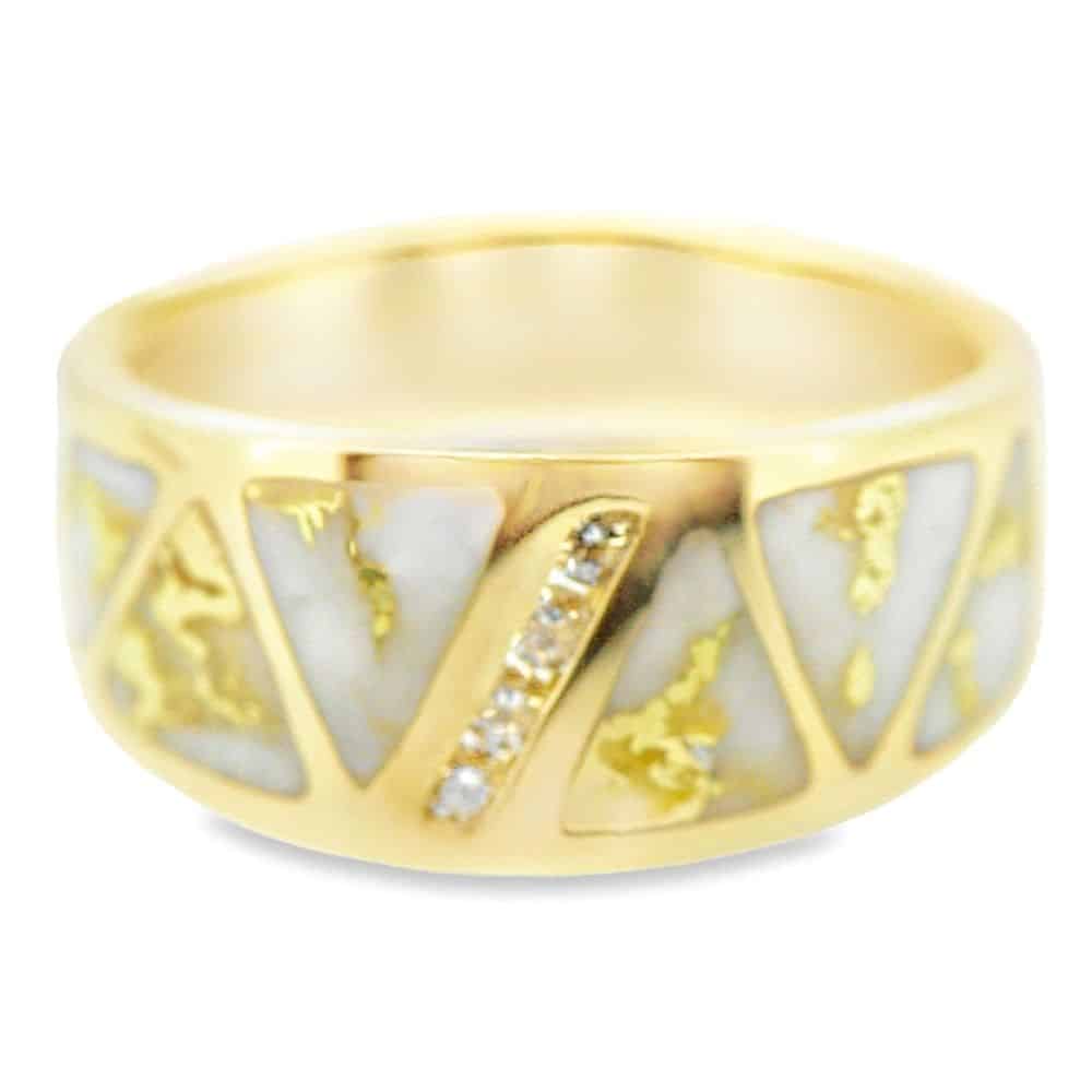 Men's Gold Quartz & Diamond Ring, Alaska Mint
