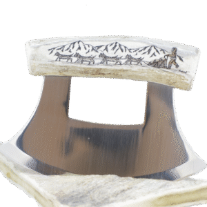 Caribou Antler Scrimshawed Ulu Knife