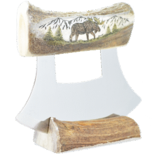 Caribou Antler Scrimshawed Ulu Knife