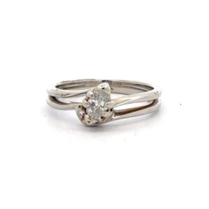 Estate Lady's Diamond 14k White Gold Wedding Set 070850