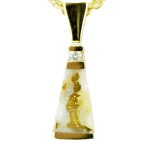 Gold Quartz Pyramid Shape & Diamond Pendant, Alaska Mint