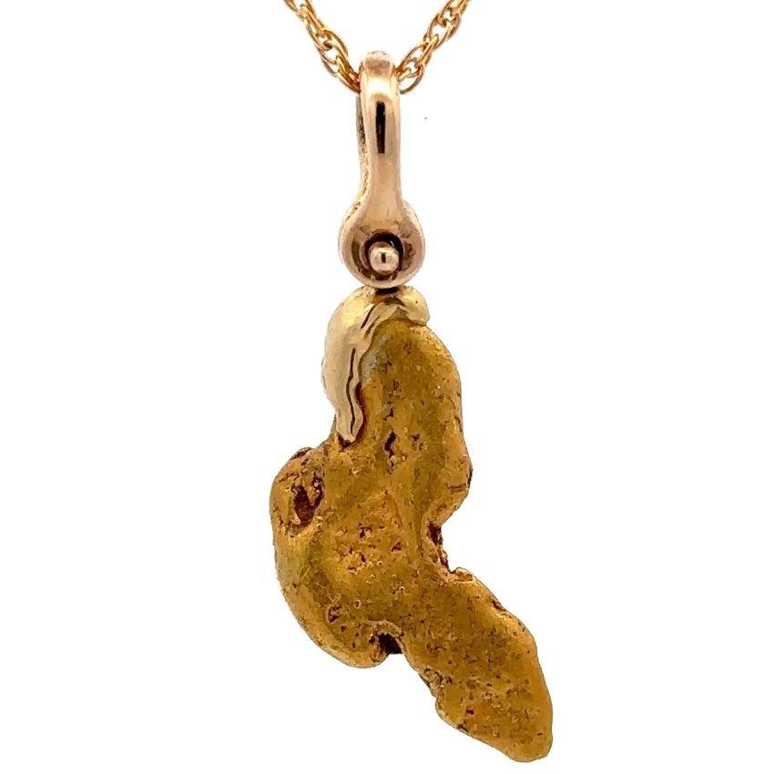 Natural Gold Nugget Pendant with 18k Yellow Gold Shackle Bail - Image 3