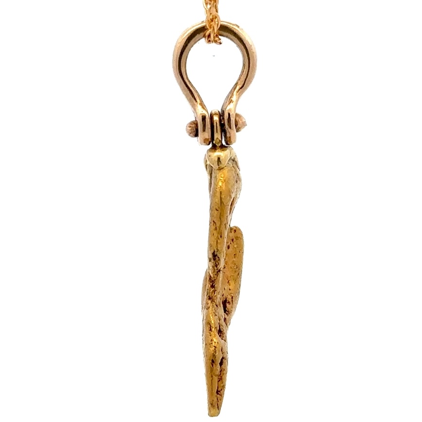 Natural Gold Nugget Pendant with 18k Yellow Gold Shackle Bail - Image 2