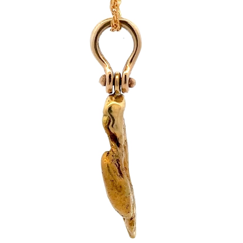 Natural Gold Nugget Pendant with 18k Yellow Gold Shackle Bail - Image 4