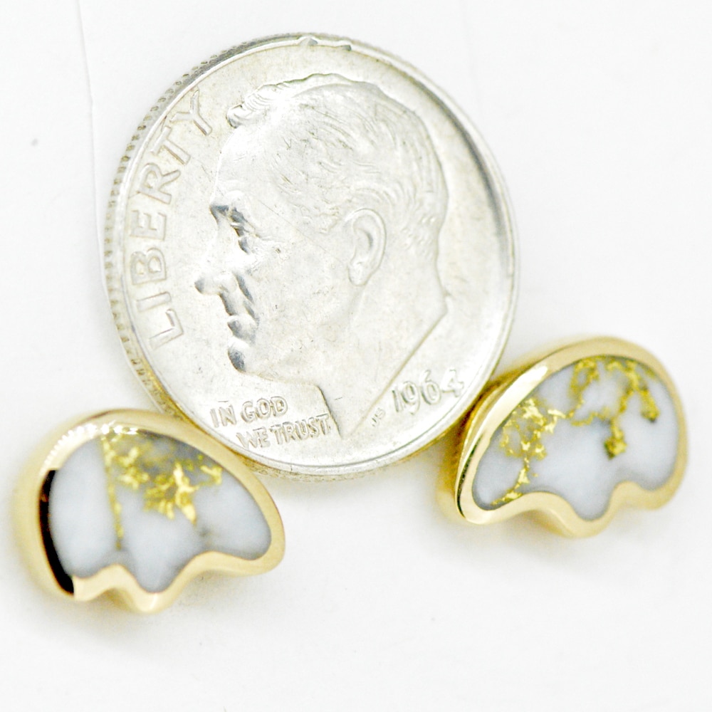Gold Quartz Bear Post Earrings - Image 2