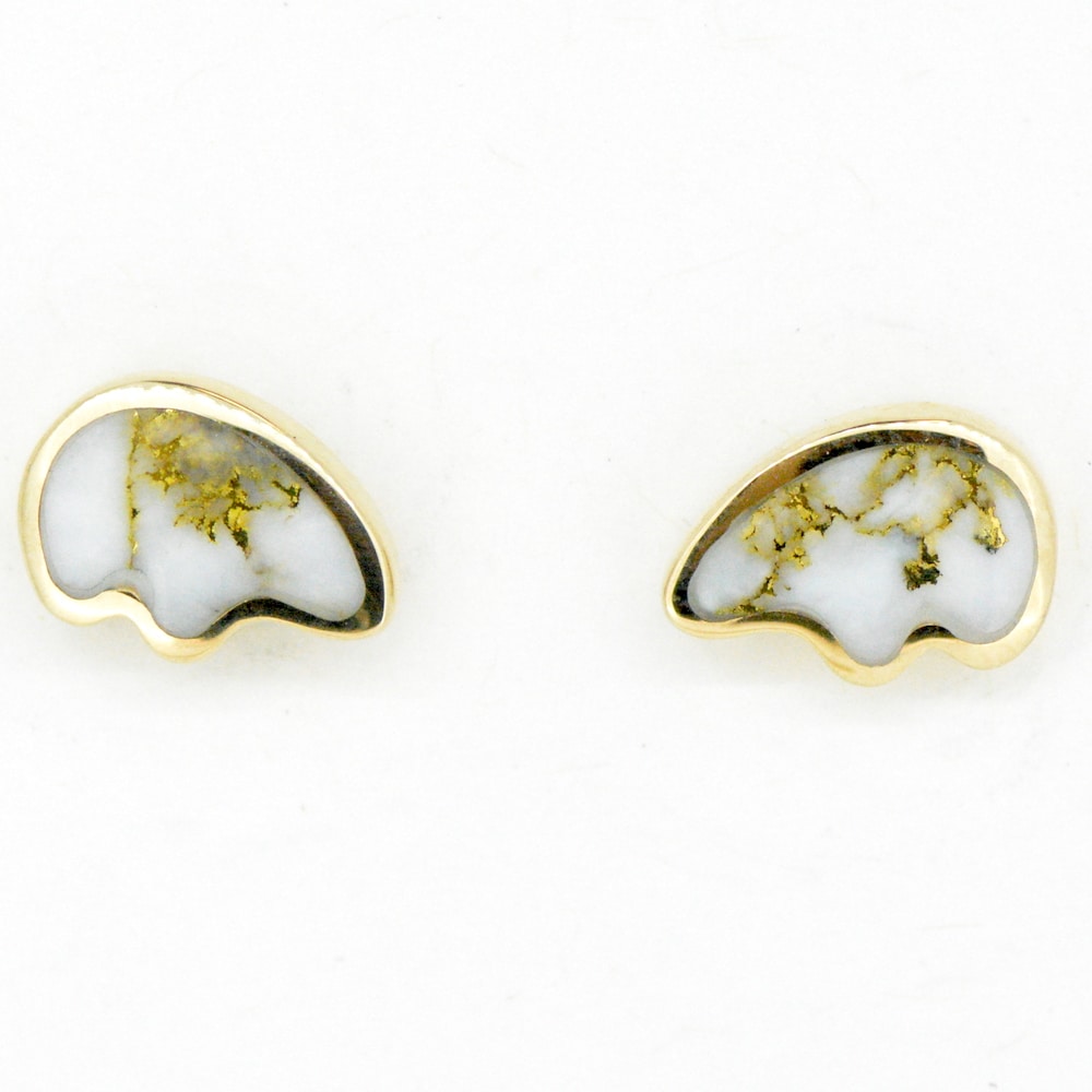 Gold Quartz Bear Post Earrings