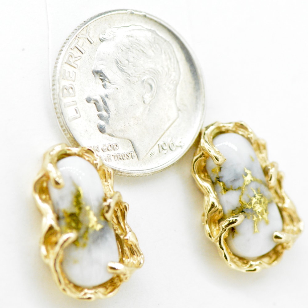 Gold Quartz Post Earrings