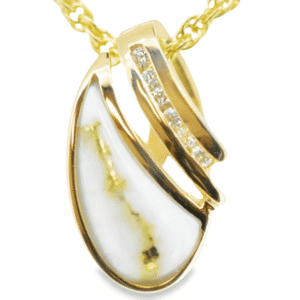 Gold Quartz & Diamond Pendant, Alaska Mint