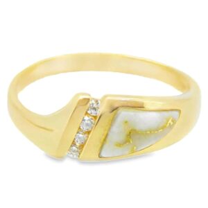 4/.02ct Diamond & Gold Quartz Band, Alaska Mint