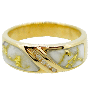 Ladies Gold Quartz & Diamond Ring, Alaska Mint