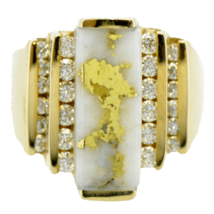 Ladies Gold Quartz 12/.04 & 12/.02 ct Diamond Ring, Alaska Mint