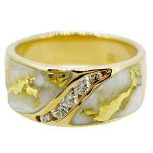 Ladies Gold Quartz & Diamond Ring, Alaska Mint