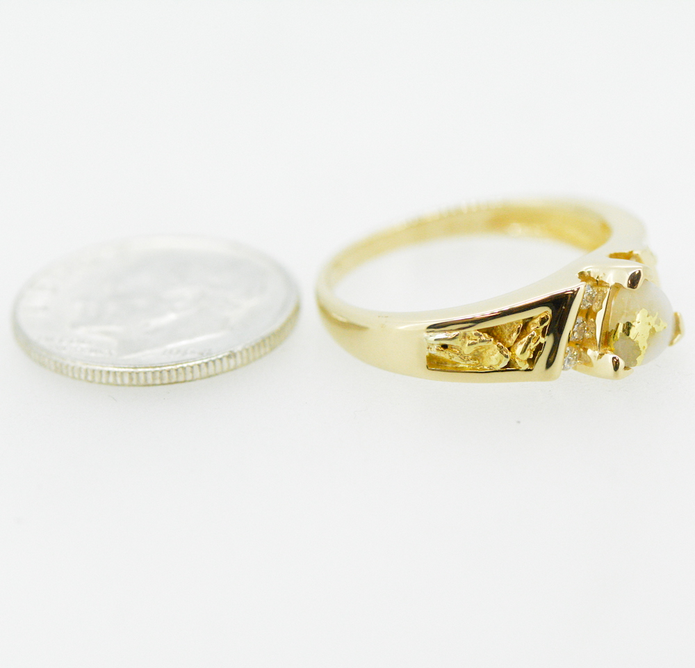 Ladies Gold Nugget, Quartz & Diamond Ring RL881D12NQ - Image 2