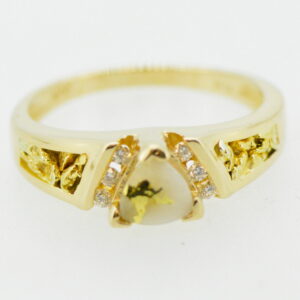 Ladies Gold Nugget, Quartz & Diamond Ring RL881D12NQ