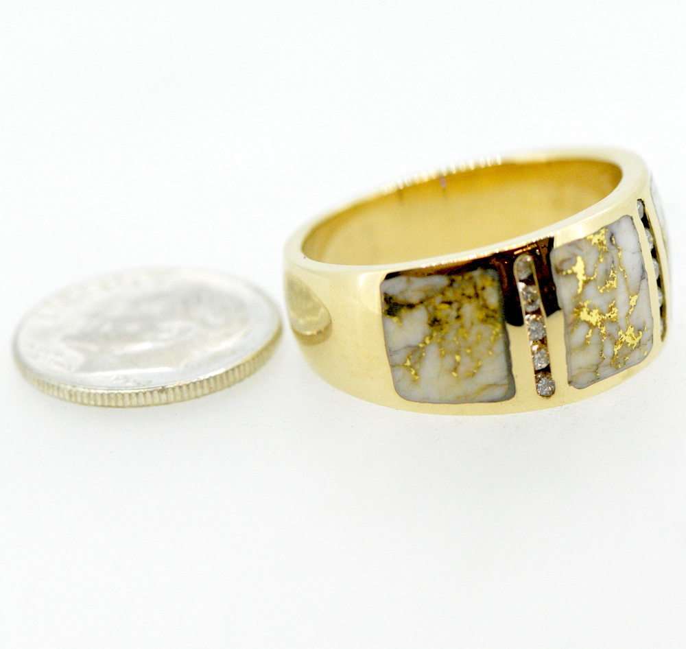 Men's Gold Quartz & Diamond Ring RM732LDQ - Image 2