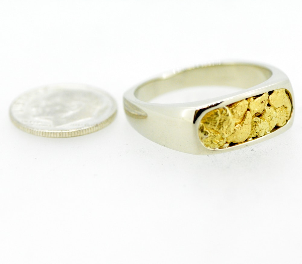Men's 14k White Gold Nugget Ring RM816NW - Image 2