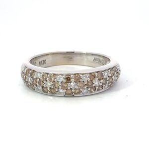 Estate Ladies Le Vian Chocolate & White Diamond 14k White Gold Ring 0513