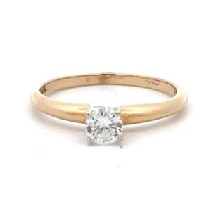 Estate Lady's Round Brilliant Diamond Solitaire 14k Ring 070824