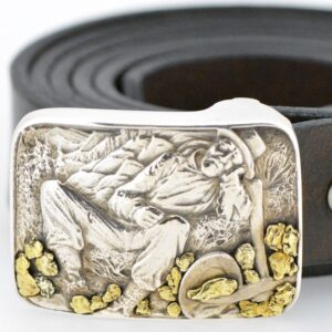Sterling Silver & Gold Nugget Belt Buckle