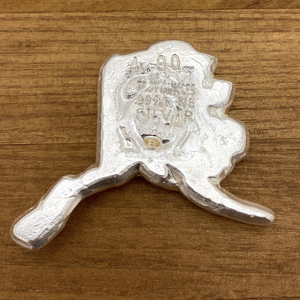 5 oz. Silver Hand Poured Map of Alaska - Image 3