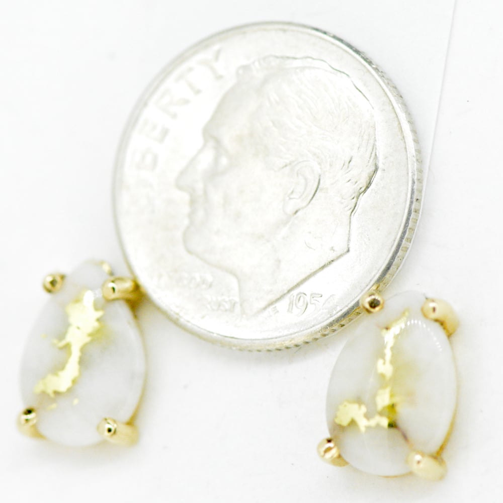 Gold Quartz Post Earrings E10*7Q - Image 2
