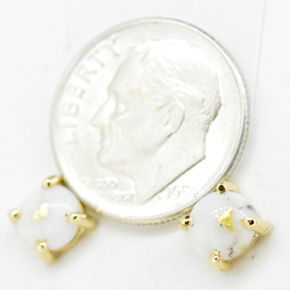 Gold Quartz Post Earrings - Image 2