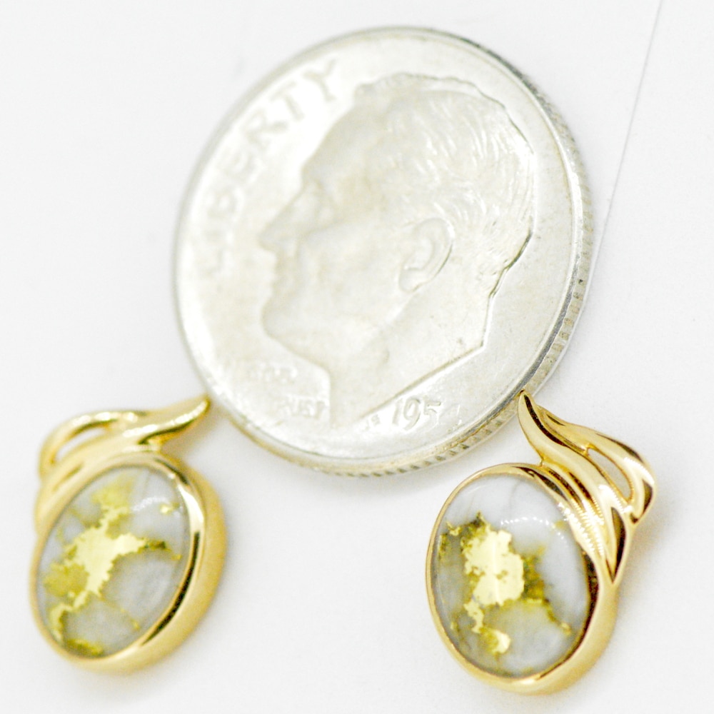 Gold Quartz 14k Post Earrings EN880Q - Image 2