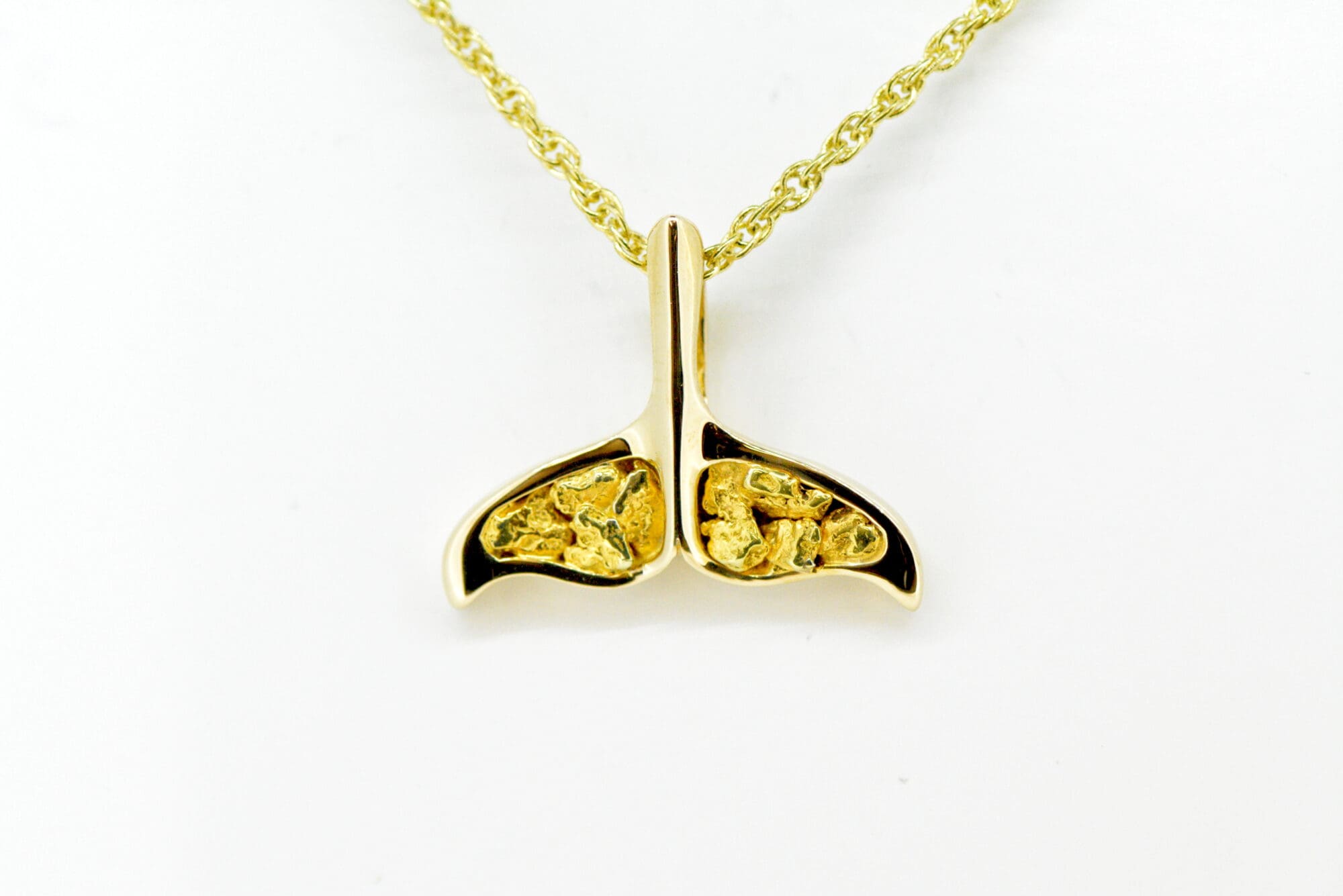 Gold Nugget Whale Tail Pendant