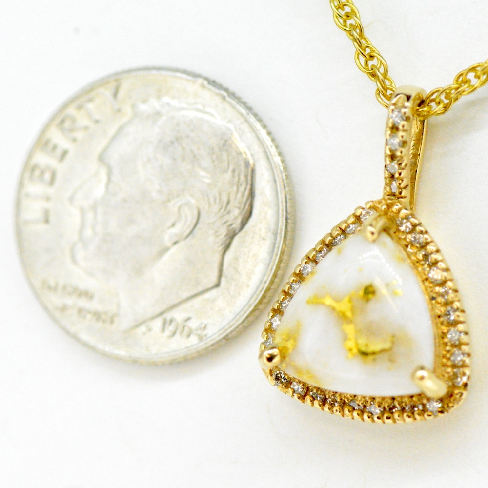 Gold Quartz Diamond Triangle Pendant PN1123DQ - Image 2
