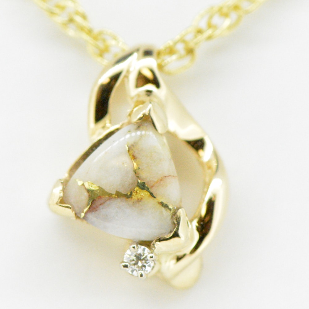 Gold Quartz & Diamond Pendant PN608D2QX