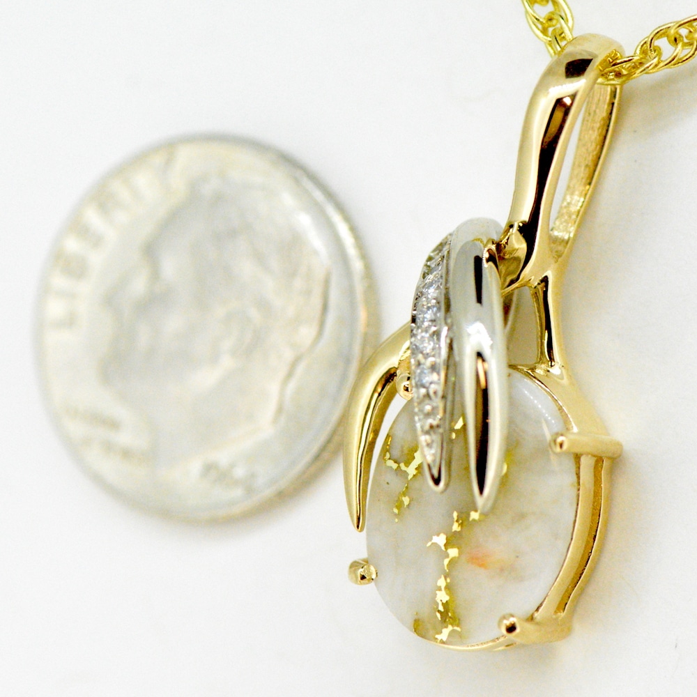 Gold Quartz & Diamond Pendant PN819DQX - Image 2