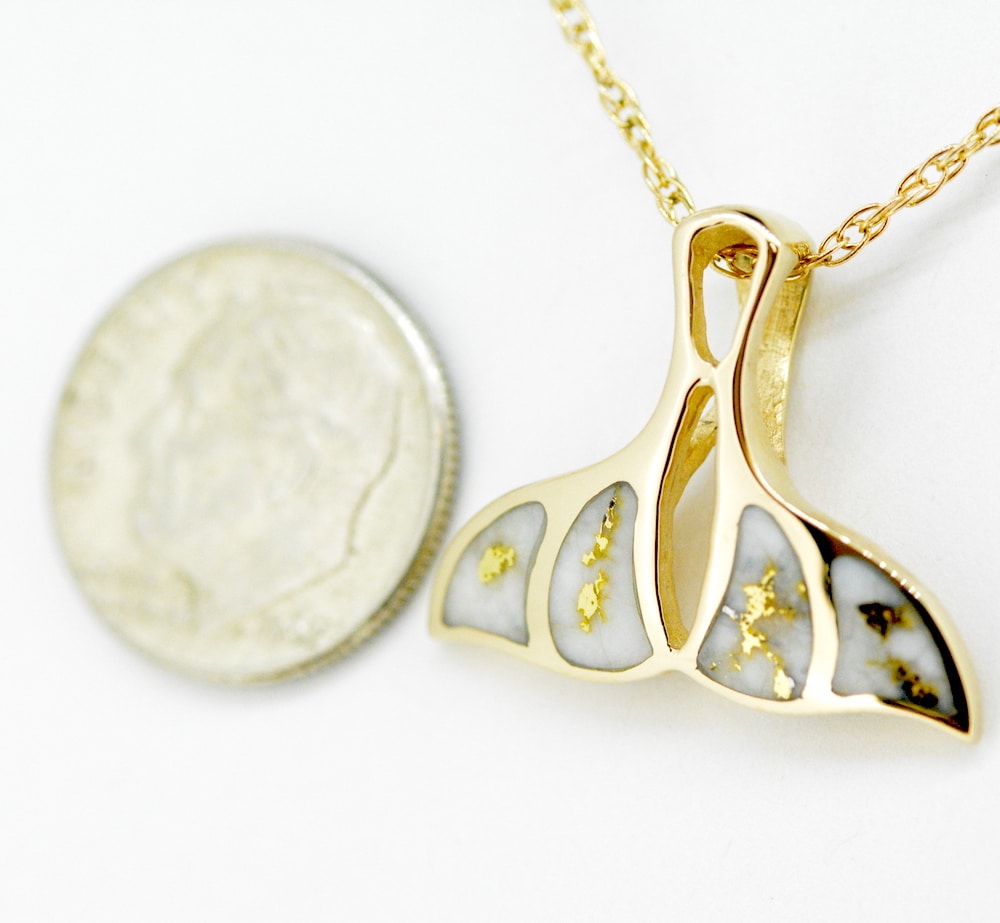 Gold Quartz Whale Tail Pendant - Image 2