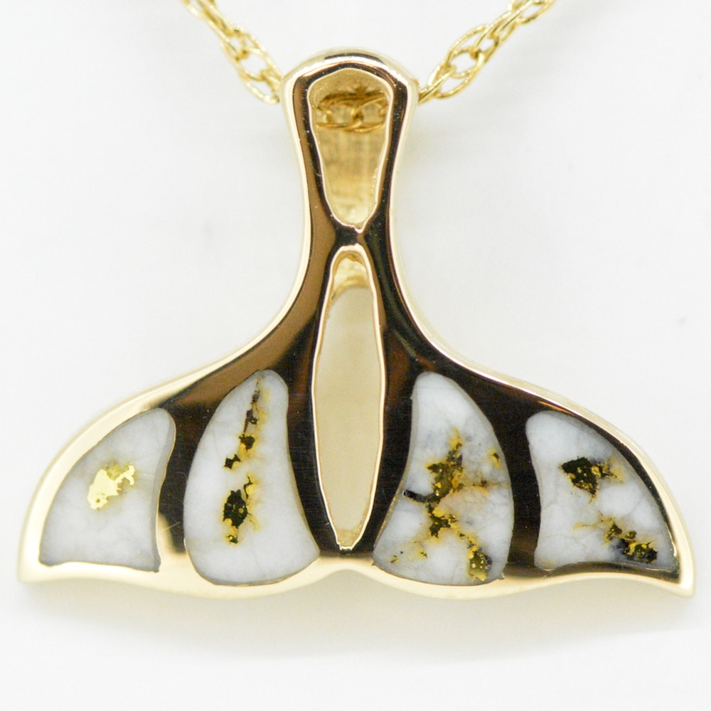 Gold Quartz Whale Tail Pendant