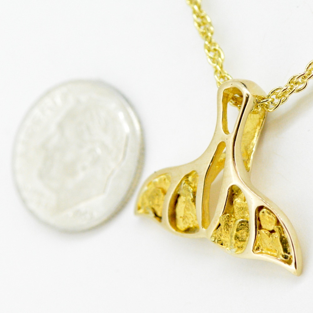 4 Panel Gold Nugget Whale Tail Pendant - Image 2