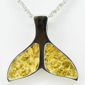 Large Gold Nugget Whale Tail On Silver