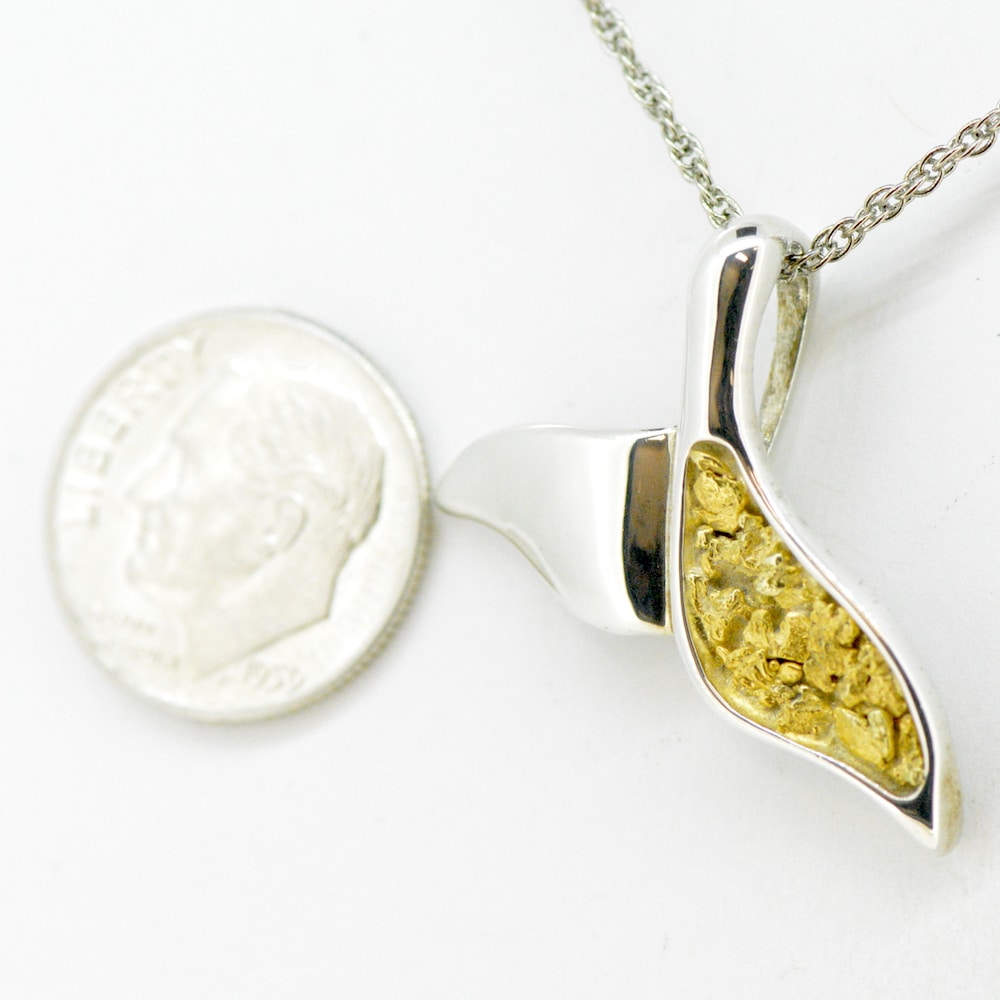 Large Gold Nugget Whale Tail On Silver - Image 2