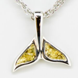 Small Gold Nugget Whale Tail On Silver PWT44SNSS