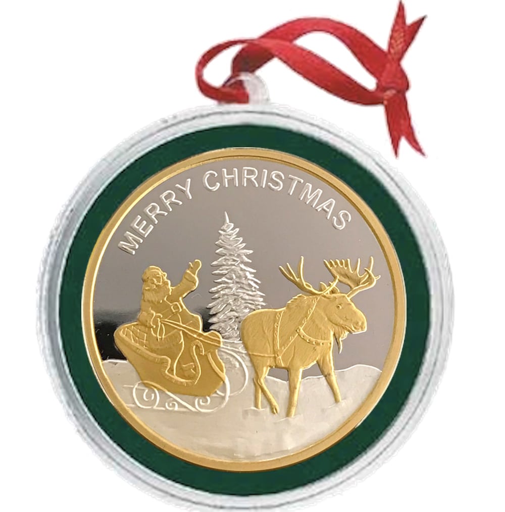 "Santa, Moose & Sleigh" Christmas Medallion