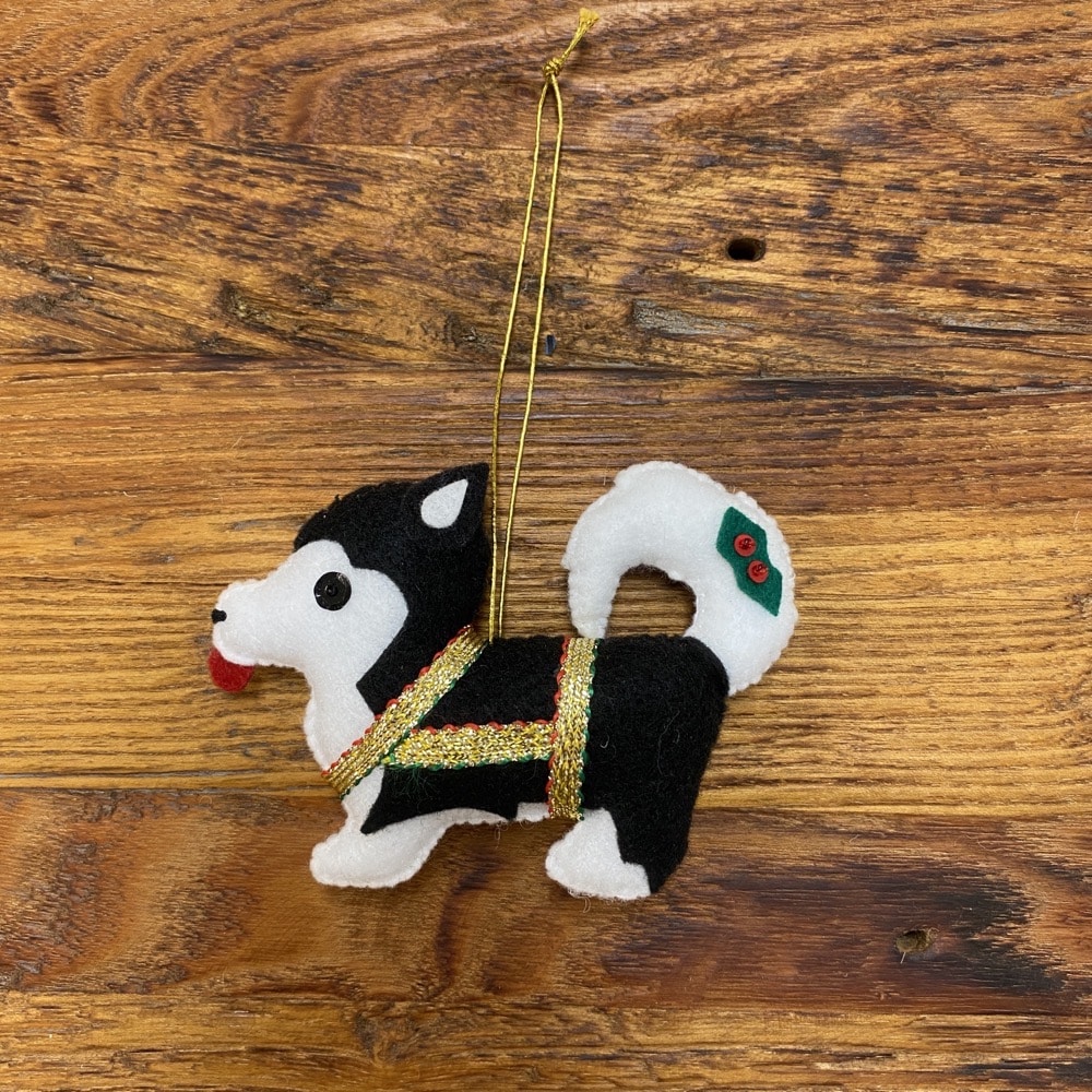 Felt Alaskan Sled Dog Puppy Christmas Ornament
