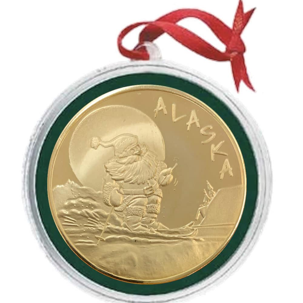 "Skiing Santa" Christmas Medallion - Image 5